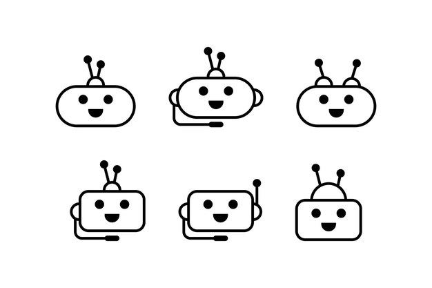 Conjunto de iconos de chatbot Chat de robot Diseño de ilustración vectorial