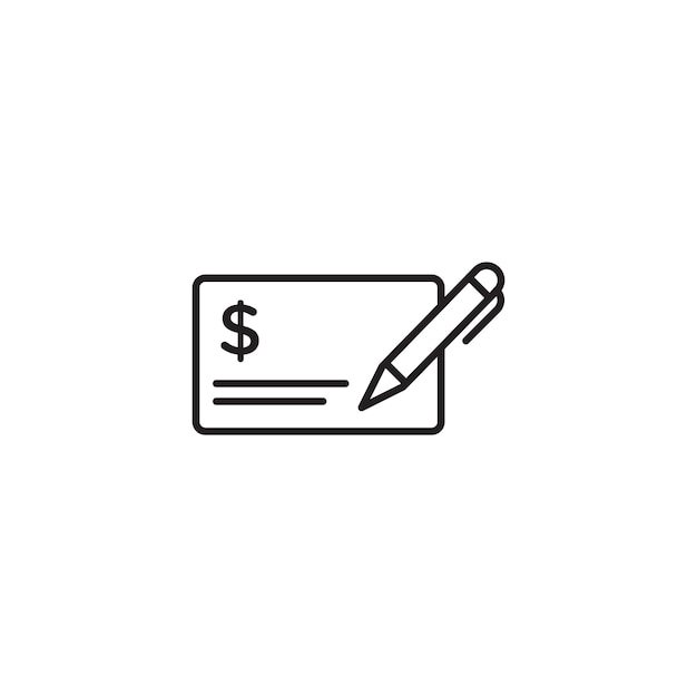 El conjunto de íconos de cheque de firma Bancario Libro de cheques de pago Símbolo vectorial de servicio en negro Estilo llenado y delineado Señal de firma de transacción financiera