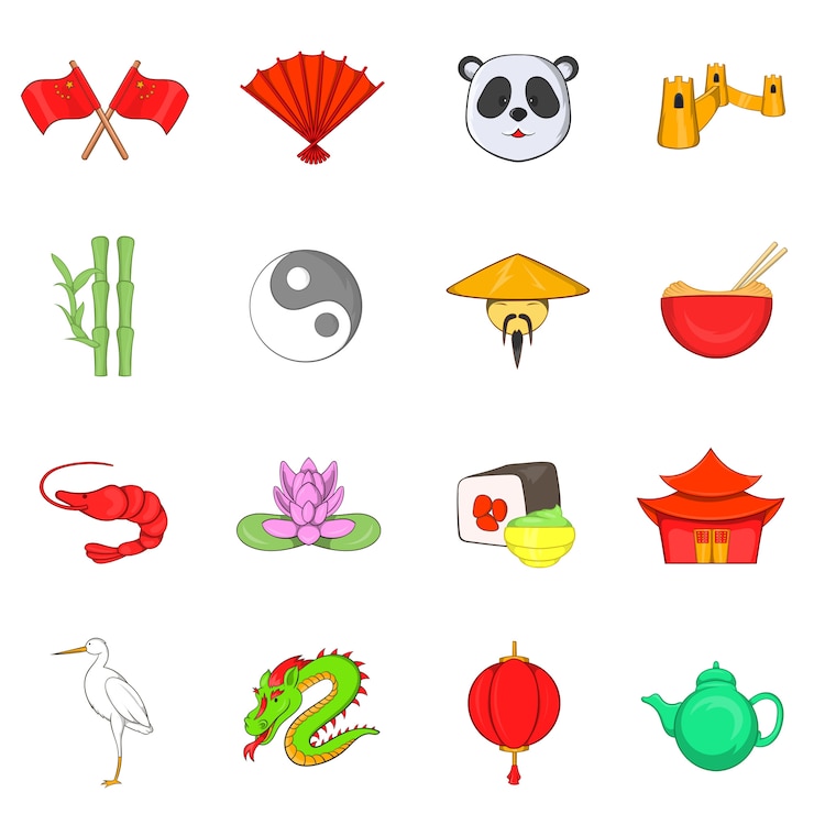 Vector conjunto de iconos de china