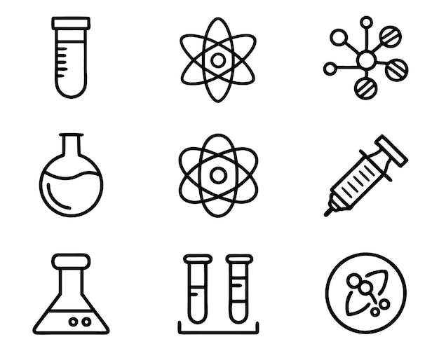 conjunto de iconos de ciencia ciencia tecnología investigación química médica fondo innovación