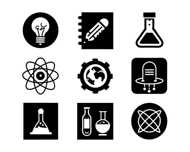 conjunto de iconos de ciencia ciencia tecnología investigación química médica fondo innovación