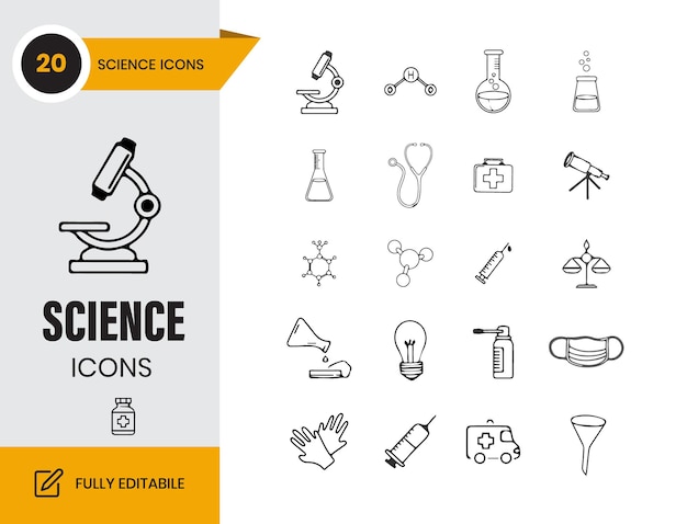 Conjunto de iconos de ciencia