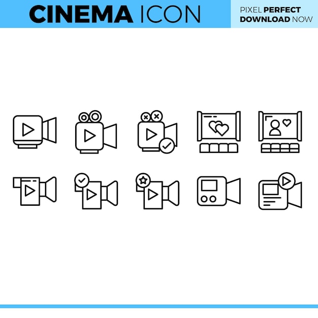 Conjunto de iconos de cine vectorial