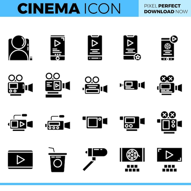 Conjunto de iconos de cine vectorial