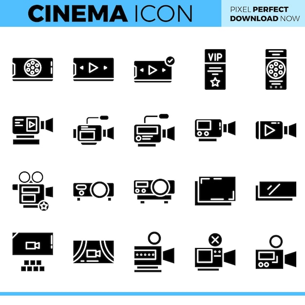 Conjunto de iconos de cine vectorial