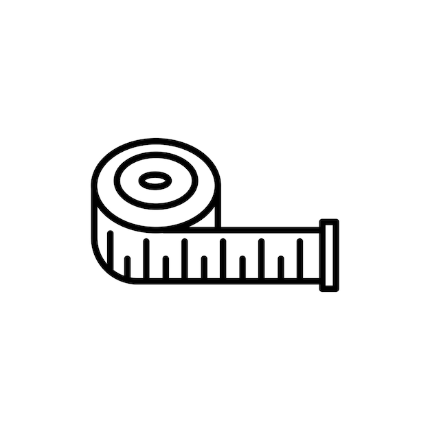 Conjunto de iconos de cinta de medición Símbolo vectorial de longitud de medidor a medida en un estilo de precisión de medición relleno y delineado en negro