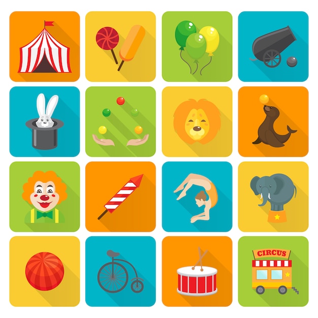 Vector conjunto de iconos de circo