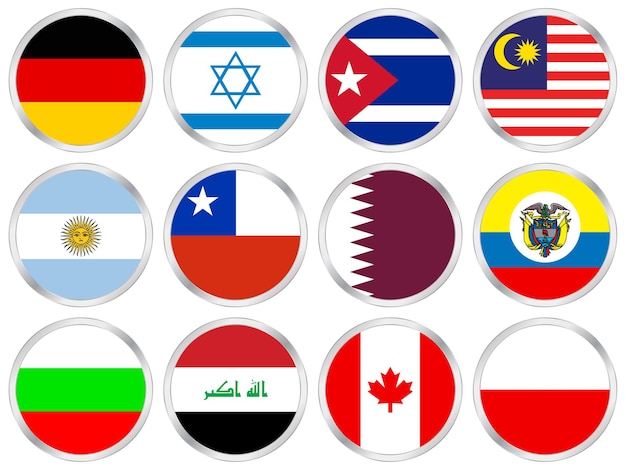Conjunto de iconos de círculo de banderas nacionales Ilustración vectorial