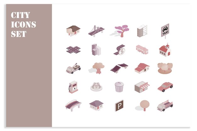 conjunto de iconos de la ciudad