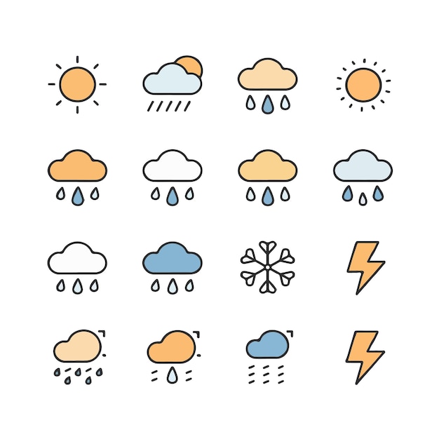 Conjunto de iconos climáticos de colores