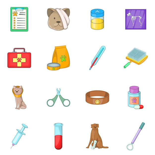 Conjunto de iconos de clínica veterinaria