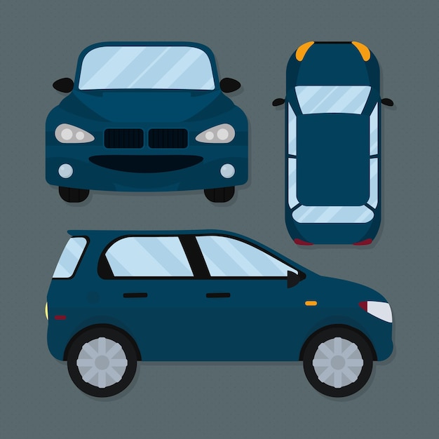 Vector conjunto de iconos de coche azul