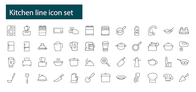 Vector conjunto de iconos de cocina y cocina