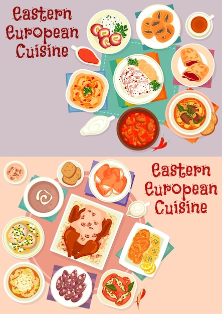 Conjunto de iconos de cocina de Europa del Este para el diseño de alimentos
