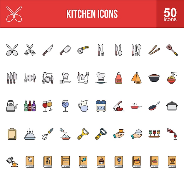 Conjunto de iconos de cocina