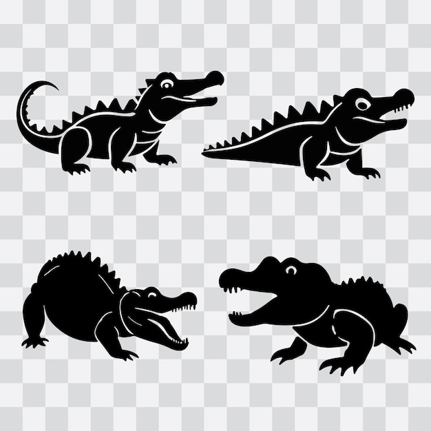 un conjunto de iconos de cocodrilo ilustración de iconos vectoriales de cocodrilo