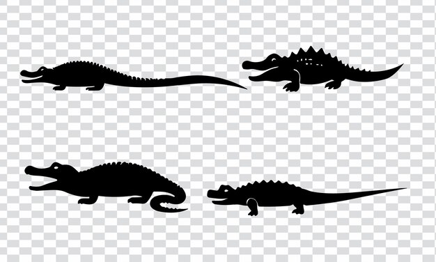un conjunto de iconos de cocodrilo ilustración de iconos vectoriales de cocodrilo