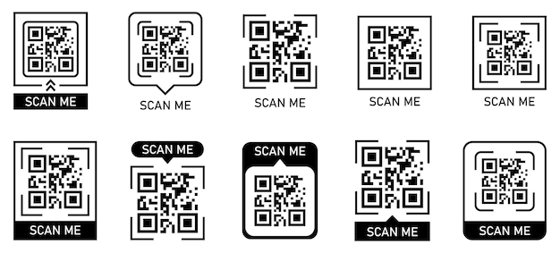 Conjunto de iconos de código de barras qr de escaneo digital aislados en un fondo blanco Escáner de códigos de barras icono de código QR para pago Ilustración vectorial de estilo plano