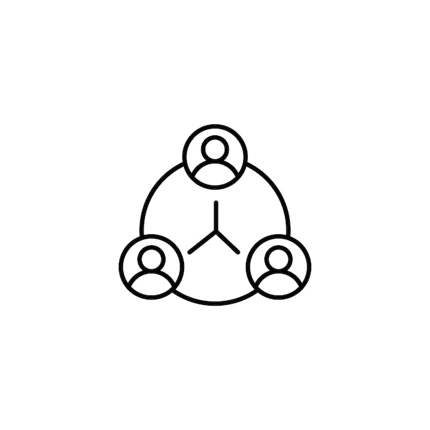 Conjunto de iconos colaborativos Símbolo del logotipo vectorial de la alianza de equipos en negro relleno estilo delineado signo de asociación de negocios colaborativos