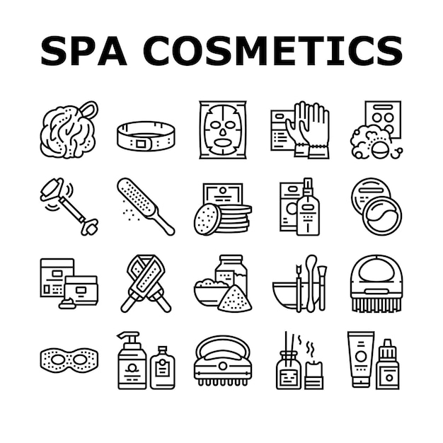 Conjunto de iconos de colección de belleza de cosméticos Spa Vector