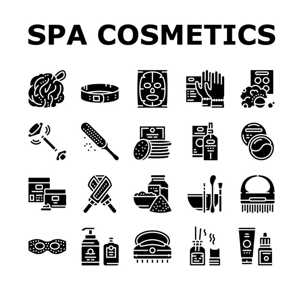Conjunto de iconos de colección de belleza de cosméticos Spa Vector