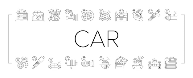 Conjunto de iconos de colección de garaje de servicio de coche vector