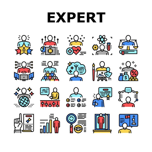 Conjunto de iconos de colección de habilidades humanas expertas Vector