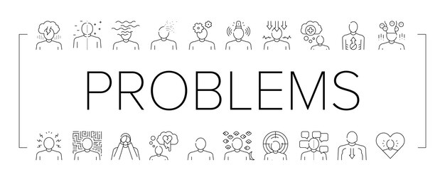 Conjunto de iconos de colección de problemas psicológicos vector