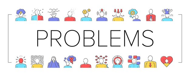 Conjunto de iconos de colección de problemas psicológicos vector