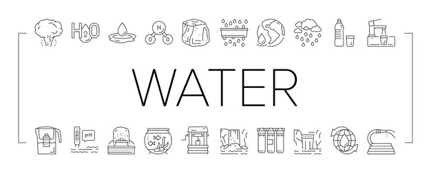 Conjunto de iconos de colección de purificación de agua vector
