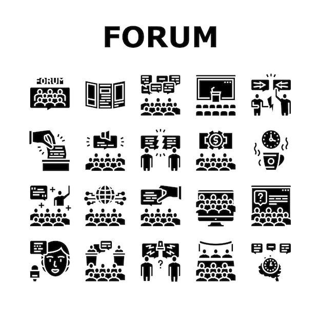 Conjunto de iconos de colección de reuniones de personas del foro Vector