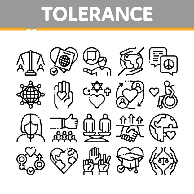Conjunto de iconos de colección de tolerancia e igualdad Vector