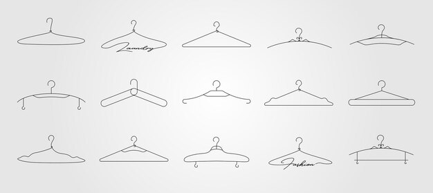 conjunto de iconos de colgadores de logotipo de línea vectorial de diseño artístico minimalista colección de logotipos de colgadores