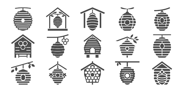 Conjunto de iconos de colmenas