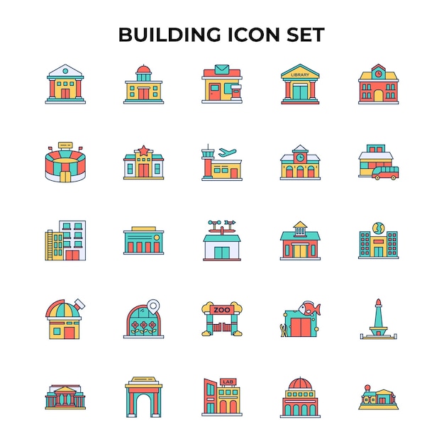 Conjunto de iconos de color de construcción vectorial