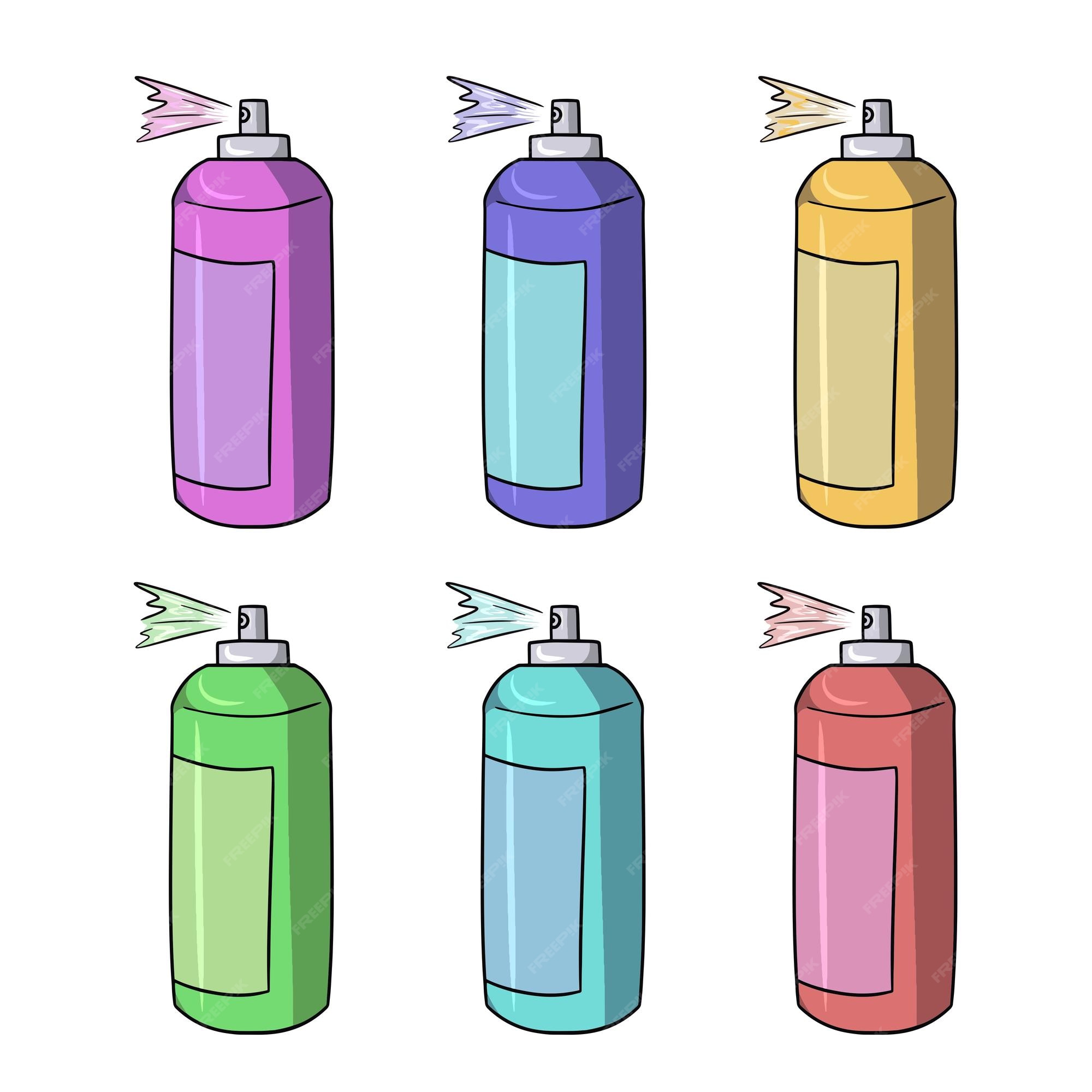 Conjunto de iconos de colores bote de metal con dibujos animados de vector de pintura de aerosol de pintura | Vector Premium Conjunto de iconos de colores bote de metal con dibujos animados de vector de pintura de aerosol de pintura | Vector Premium