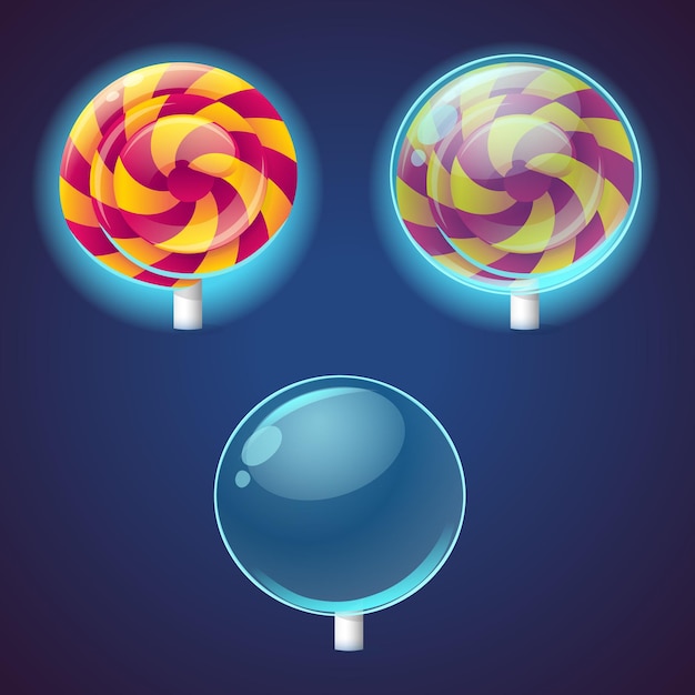 Vector conjunto de iconos de colores dulces y caramelos