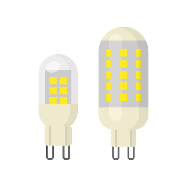 Conjunto de iconos coloridos de vector de bombilla de lámpara de luz LED
