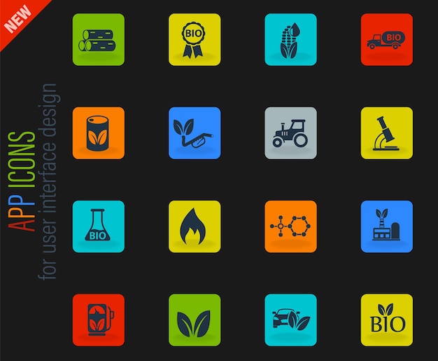 Vector conjunto de iconos de combustible bio