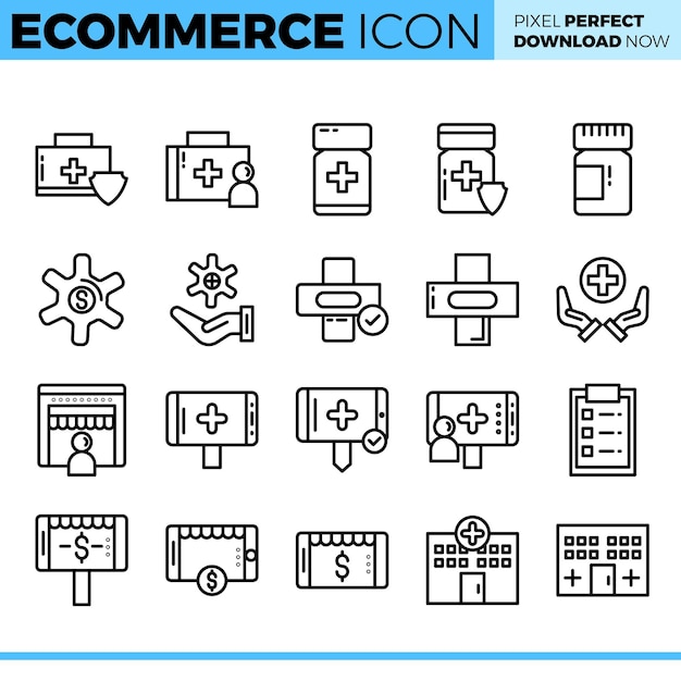 Conjunto de iconos de comercio electrónico vectorial