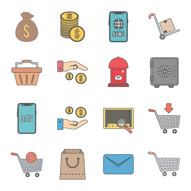 Vector conjunto de iconos de comercio electrónico