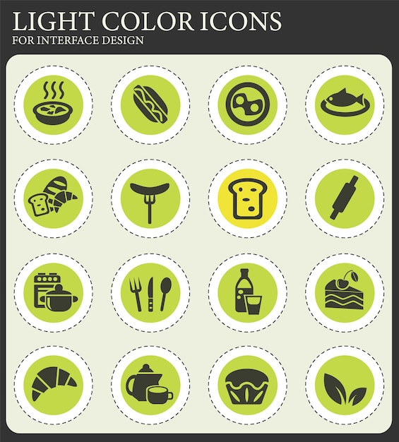 Conjunto de iconos de comida y cocina