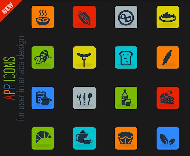Conjunto de iconos de comida y cocina