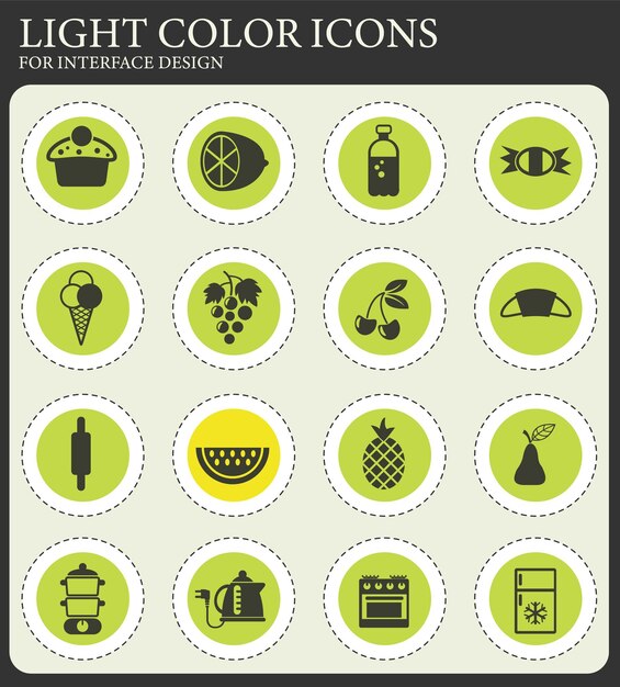 Conjunto de iconos de comida y cocina