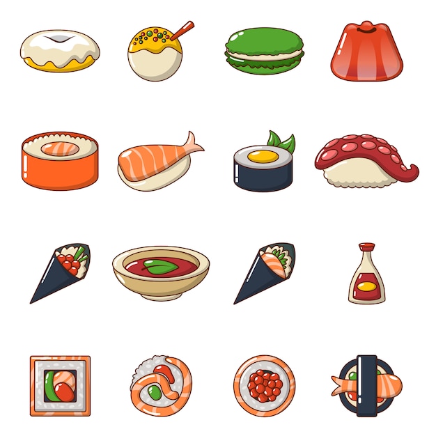 Conjunto de iconos de comida de japón