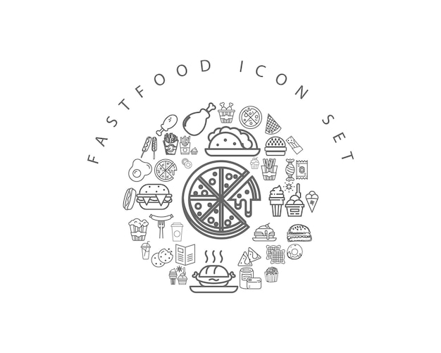 Conjunto de iconos de comida rápida decorativos