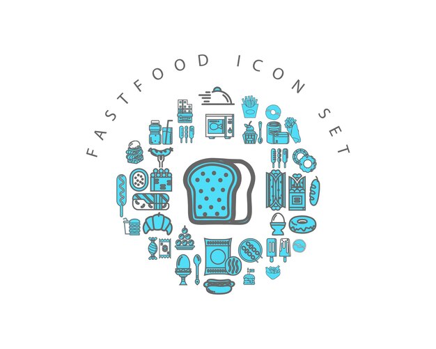 Conjunto de iconos de comida rápida decorativos