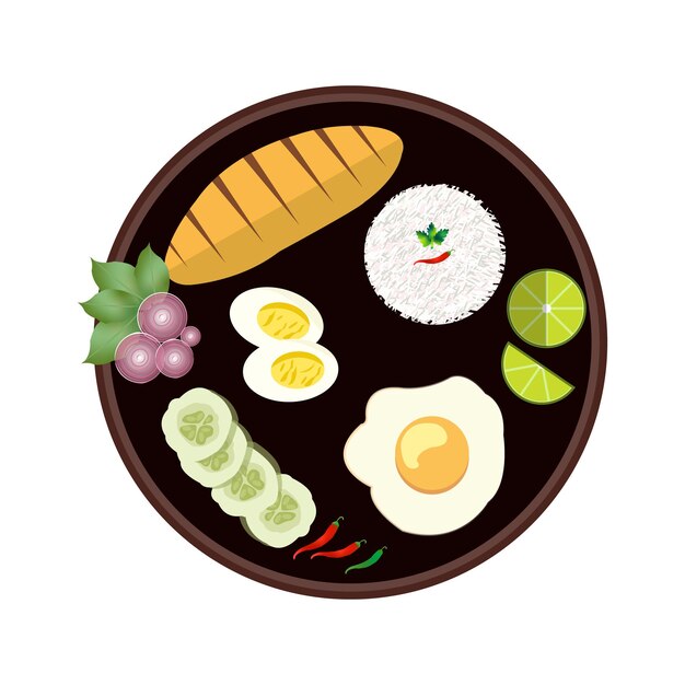 Conjunto de iconos de comida tailandesa. Camarones y restaurante tradicional, cocina y menú, ilustración vectorial
