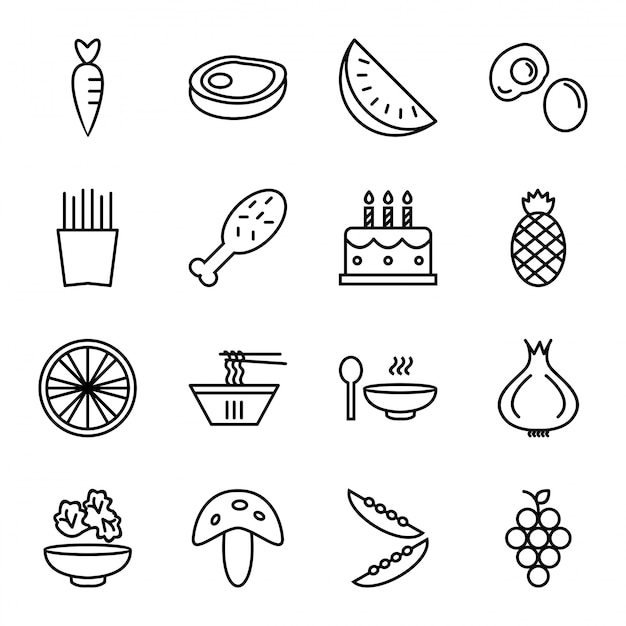 Vector conjunto de iconos de comida