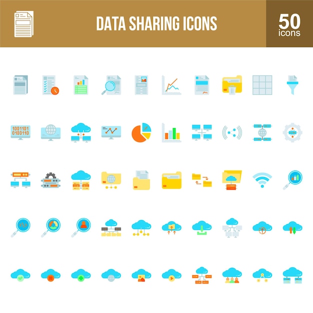 Conjunto de iconos para compartir datos